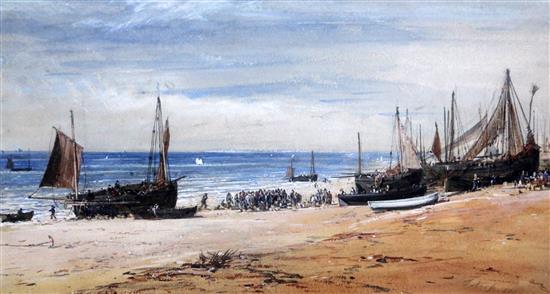 John Frederick Nash (1836-) On the beach, Brighton 7 x 13in.